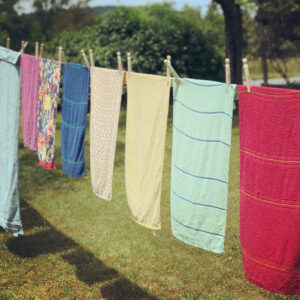 old-fashioned laundry hanging on a clothes line